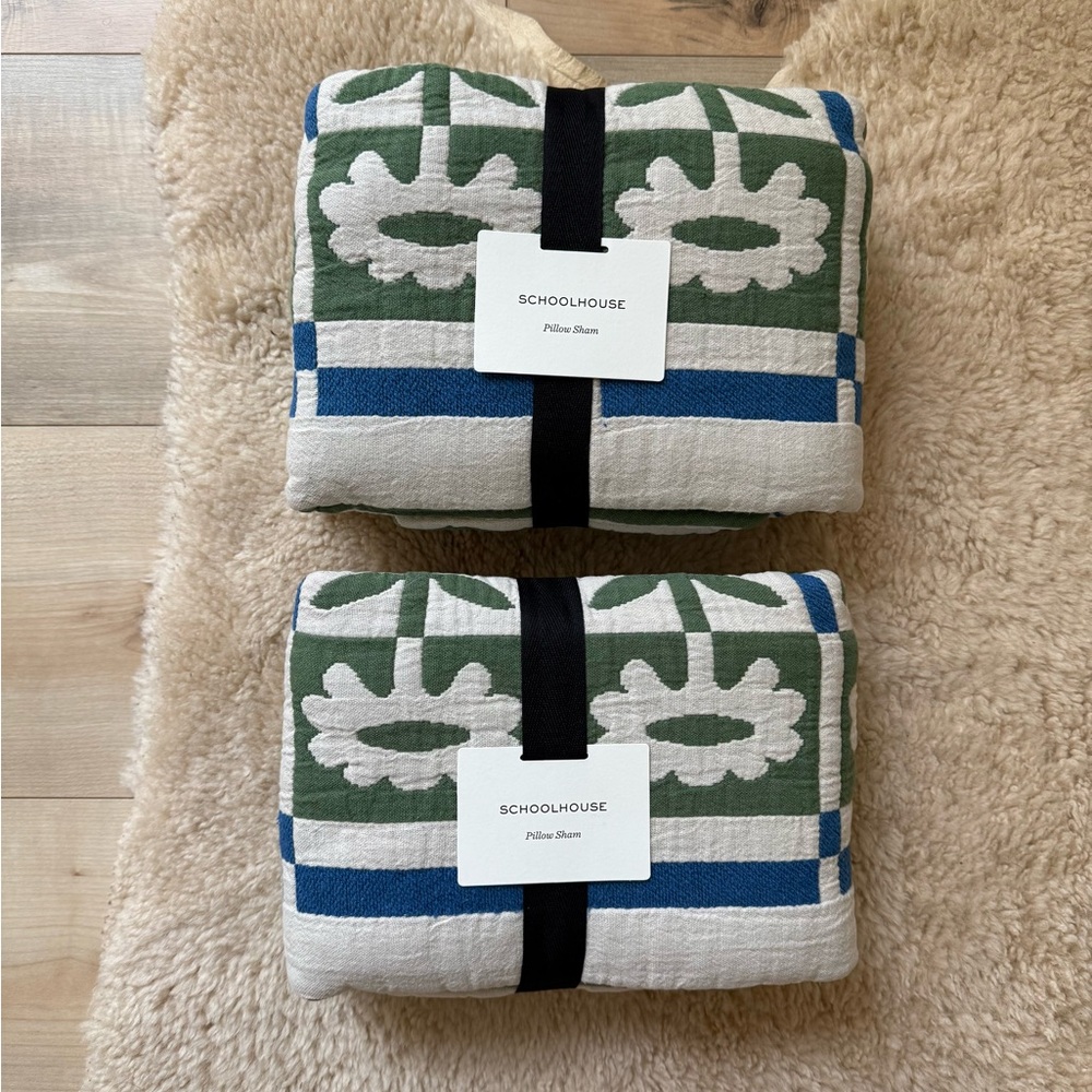 TWO Schoolhouse Stillwater Floral King Pillow Shams